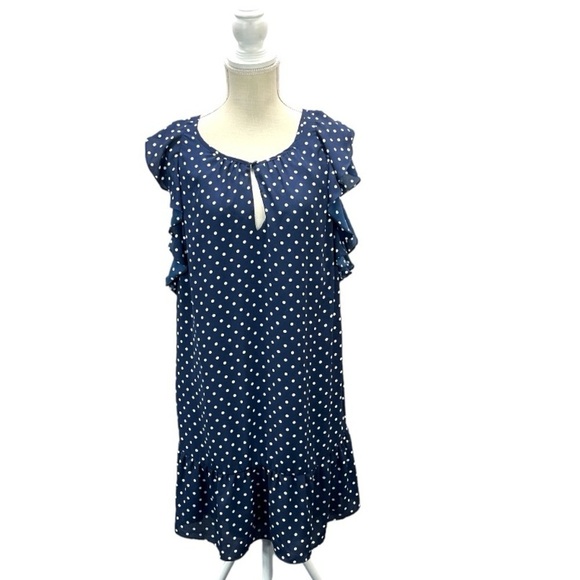 J Crew Factory Small Playful Polka Dot Flutter Sleeve Peplum Hem Shift Dress - Picture 1 of 8